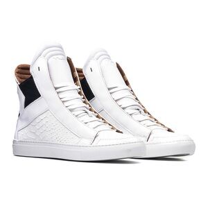 YLATI - ZEUS Hi-Top White Leather Sneakers Designer Italian Handmade 40 NEW